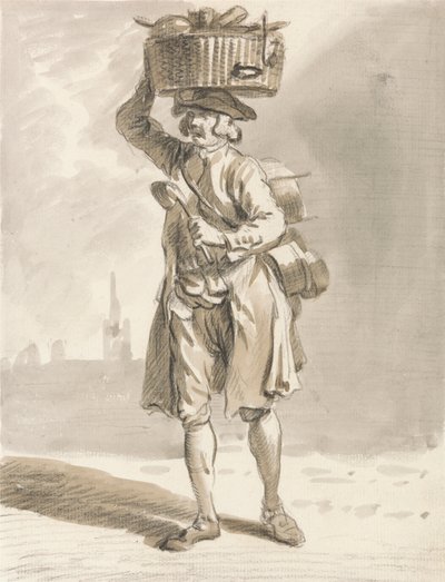 Cris de Londres : Un homme avec un panier (homme vendant des pots et des casseroles) - Paul Sandby