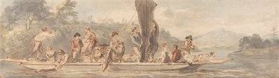 Bac avec de nombreux passagers et animaux - Paul Sandby