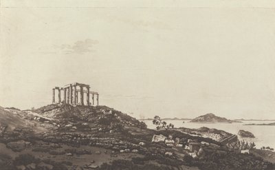 Vues du Levant : Temple en ruines sur la colline de Suninum surplombant les îles - Paul Sandby