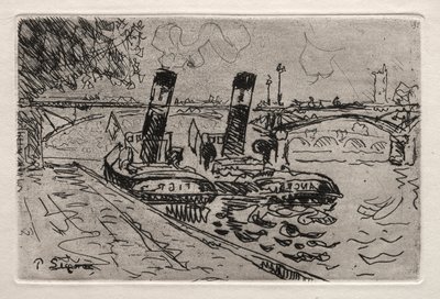 Paris, Le Pont des Arts avec Remorqeurs - Paul Signac