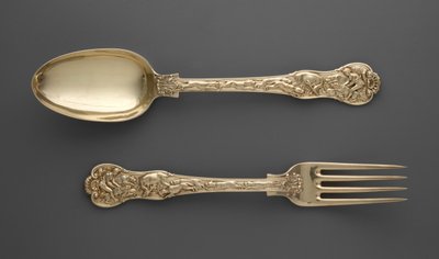 Fourchette à dessert avec scènes de chasse et cuillère à dessert avec scènes de chasse, c.1822 - Paul Storr