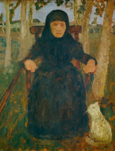 Vieille femme assise avec chat - Paula Modersohn Becker