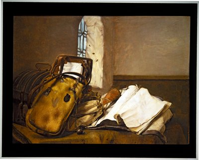 Pochette de voyage et documents sur une table - Paulus Bor