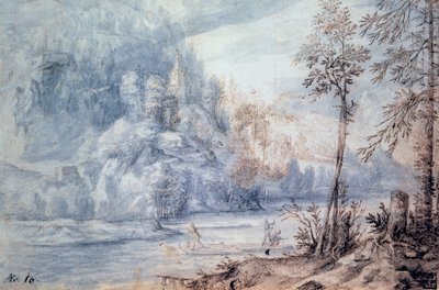Bord de rivière avec radeau, 17e siècle - Paulus van Vianen II