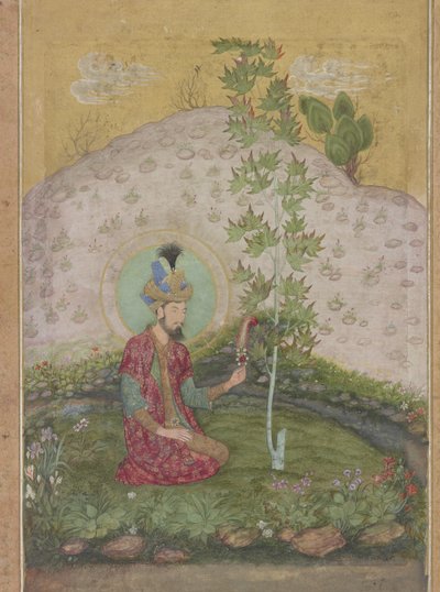 (détail) Humayun assis dans un paysage, de l