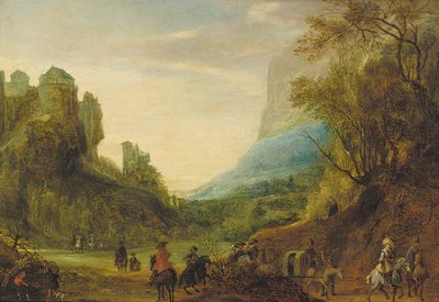 Paysage Alpin avec Voyageurs dans une Vallée - Peeter Snayers