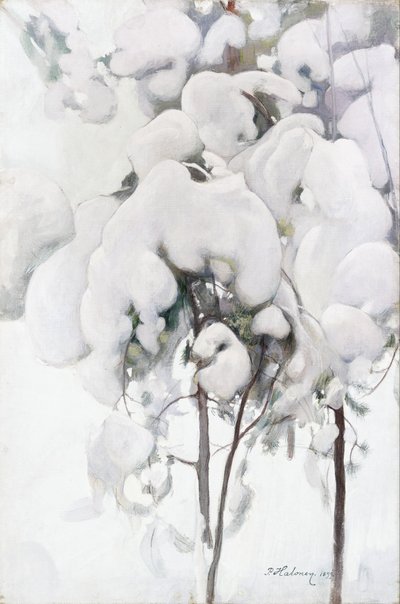 Jeunes pins couverts de neige - Pekka Halonen