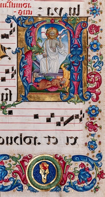 Bibliothèque Piccolomini : livre de chœur, cod. 101.7, ff. 14r avec « Résurrection du Christ » - Pellegrino di Mariano