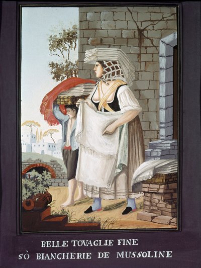 Petit métier napolitain : un vendeur ambulant de nappes et de linge - (Ancien métier : vendeur de nappes et de linge) - Pelliccia