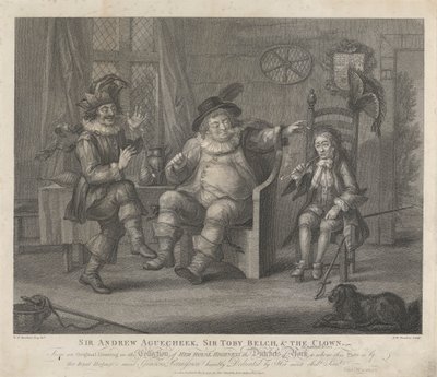 Sir Andrew Aguecheek, Sir Toby Belch et le clown - "La Nuit des rois", Acte II, Scène III - Peltro W. Tomkins