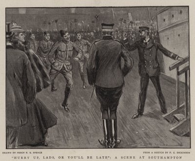 Dépêchez-vous, les gars, ou vous serez en retard, une scène à Southampton - Percy F.S. Spence