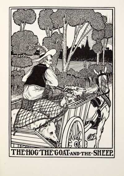 Le Cochon, la Chèvre et le Mouton, des Fables de Fontaine, pub. 1905 - Percy J. Billingshurst