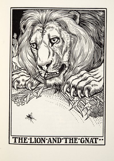 Le Lion et le Moucheron, des Fables de La Fontaine, pub. 1905 - Percy J. Billingshurst
