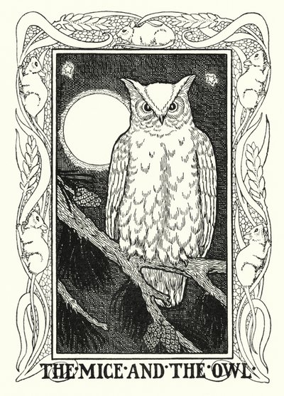 Fables de La Fontaine : Les souris et le hibou (lithographie) - Percy James Billinghurst