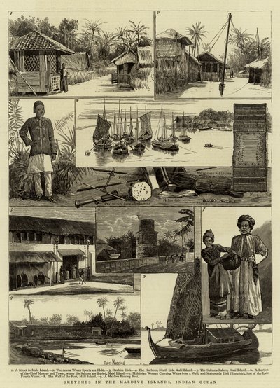Croquis dans les îles Maldives, Océan Indien - Percy Macquoid
