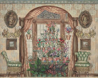 Fenêtre de la serre avec des fleurs (1935-1942) - Perkins Harnly