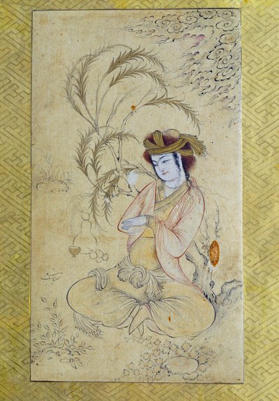 Art persan : Jeune homme sous un saule - Persian School