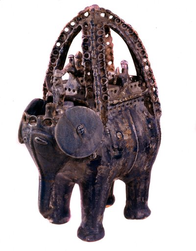 Art persan : rhyton en faïence bleue de la région de Gorgan en Iran - Persian School