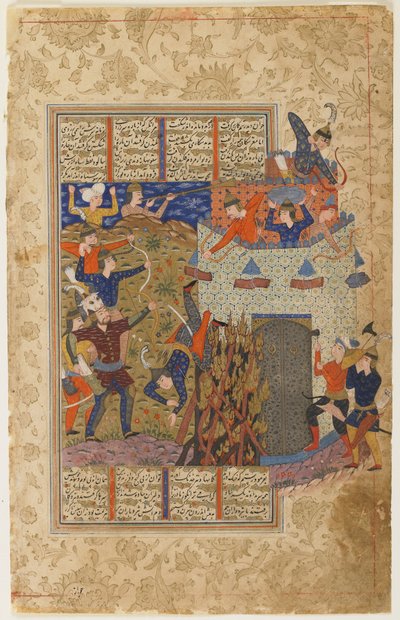 Rustam et ses hommes attaquent la forteresse de Gang Dizh d