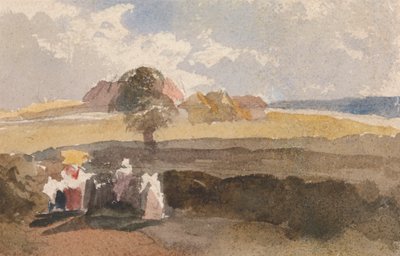 Croquis de paysage avec personnages au premier plan - Peter DeWint