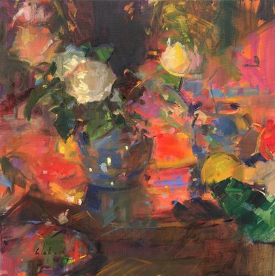 Oranges et roses - Peter Graham (Contemporary)