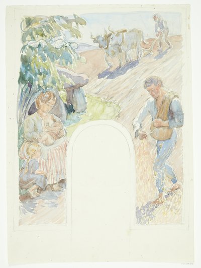 Agriculture. Esquisse pour une fresque envisagée à Faaborg - Peter Hansen