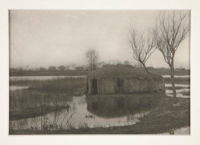 Une Maison-Bateau en Roseau, Planche XXXI de Vie et Paysage sur les Planches de Norfolk - Peter Henry Emerson