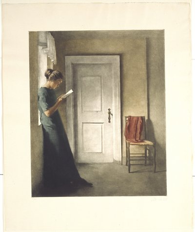 Intérieur avec un châle rouge - Peter Vilhelm Ilsted