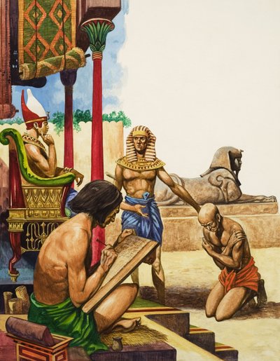 Un esclave est amené devant le Pharaon (gouache sur papier) - Peter Jackson