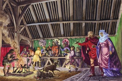 Un Thane anglo-saxon conduit sa femme dans la Grande Salle - Peter Jackson