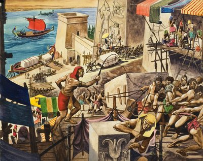 Construire les pyramides (gouache sur papier) - Peter Jackson