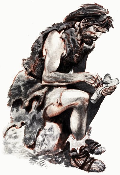 Homme des cavernes taillant un os - Peter Jackson