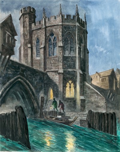 Reconstruction imaginaire de la chapelle Saint-Thomas sur le vieux pont de Londres - Peter Jackson