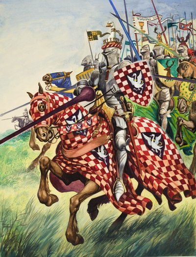 Chevaliers chargeant dans la bataille (gouache sur papier) - Peter Jackson