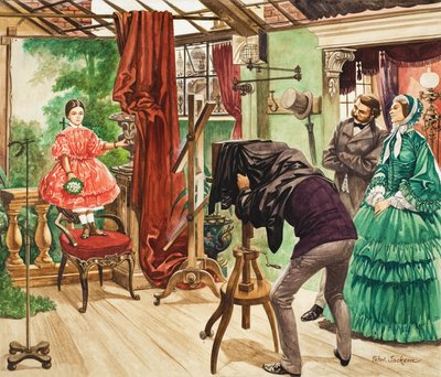 Séance de photographie au dix-neuvième siècle (gouache sur papier) - Peter Jackson