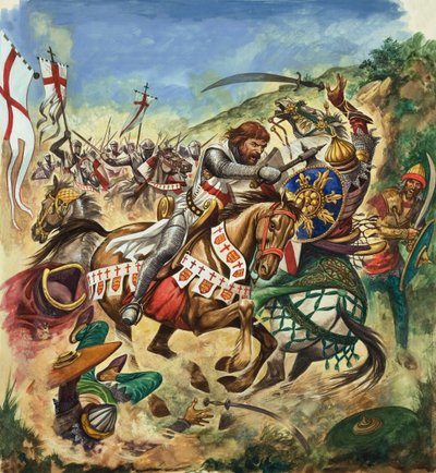 Richard Cœur de Lion (1157-99) pendant la troisième croisade (gouache sur papier) - Peter Jackson