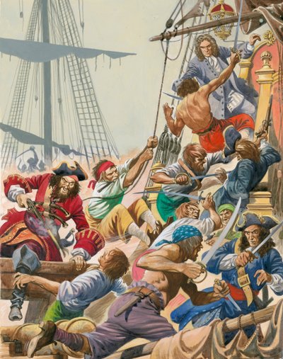 Quand les pirates naviguaient sur les mers. Barbe Noire et ses pirates attaquent. - Peter Jackson