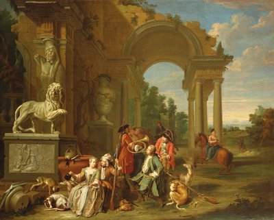 Une partie de chasse dans des ruines classiques - Peter Jacob Horemans