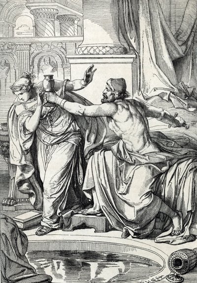 La princesse gépide Rosemonde (morte en 572) et son amant meurtrier de son mari le roi Alboin se sont empoisonnés avec la même coupe de poison, 572 - Peter Johann Nepomuck Geiger