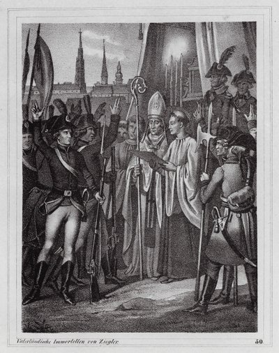 Soldats autrichiens partant combattre les Français, Vienne - Peter Johann Nepomuk Geiger