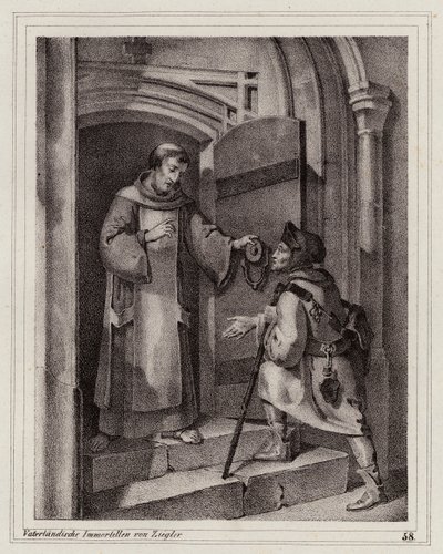 Le hors-la-loi John Parricida cherchant refuge dans un monastère à Pise - Peter Johann Nepomuk Geiger