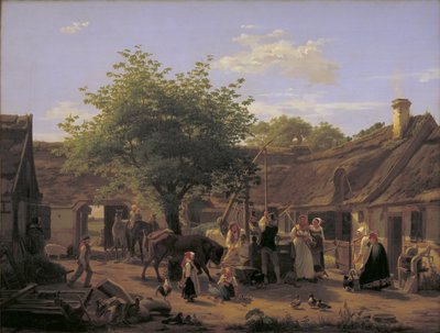 Scène de la vie dans une ferme du Sjælland à midi - Peter Julius Larsen