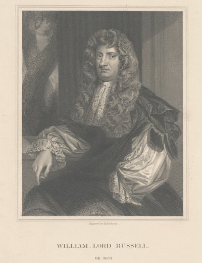 Portrait de Lord William Russell, gravé par H. Robinson - Peter Lely
