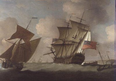 Un troisième rang rejoignant son escadron au large du château d