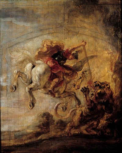 Bellérophon monte sur Pégase à travers sa lance la chimère - Peter Paul Rubens