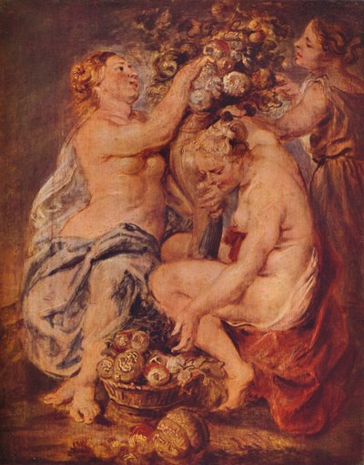 Cérès et deux nymphes avec une corne d