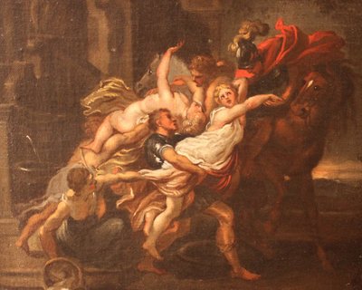 Die Entführung der Sabinerinnen, Öl auf Leinwand, Unbekannter Künstler - Peter Paul Rubens