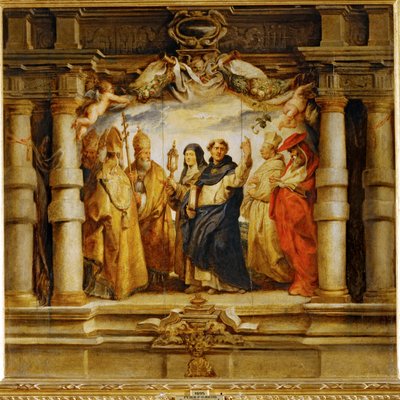 Sainte Clara entre les prêtres et les pères de l