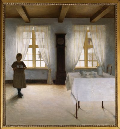 Un Intérieur avec une Jeune Fille Servant le Thé - Peter Vilhelm Ilsted