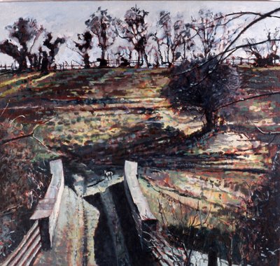 Pont et chien, 2000 (huile sur toile) - Peter Wilson
